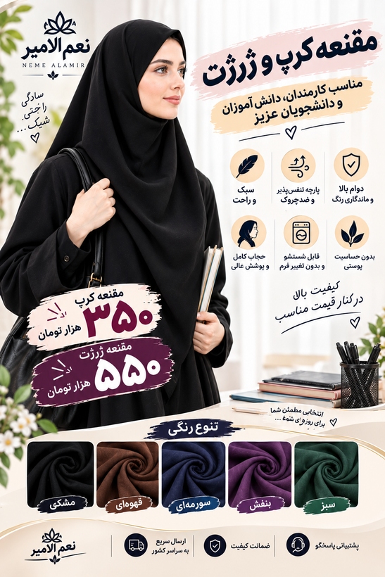 مقنعه اداری ژورژت