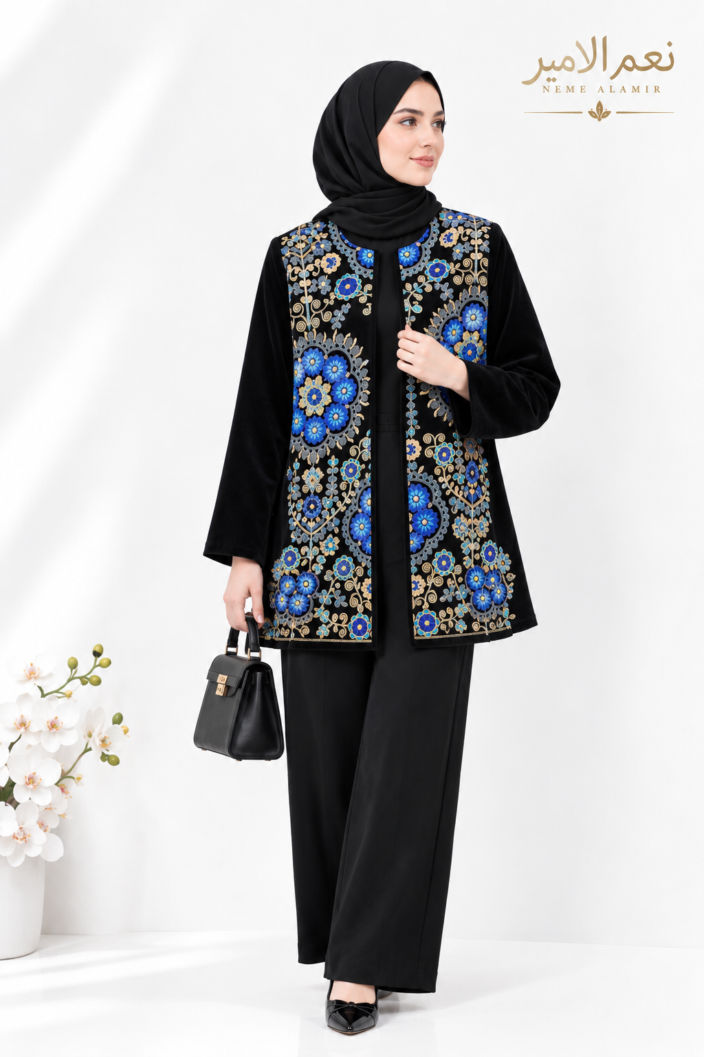 کت مخمل سوزن‌دوزی شده زنانه مجلسی