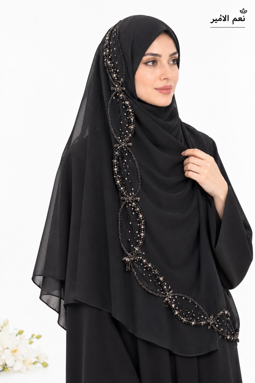 روسری حریر اماراتی جواهردوزی